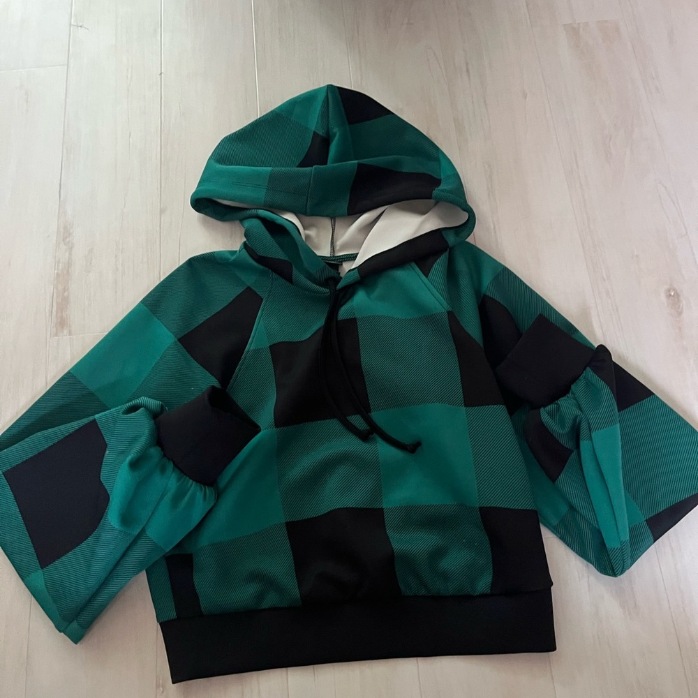 Wild fable green plaid hoodie
